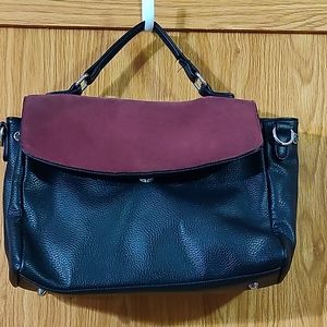 Madison West black & burgundy satchel missing crossbody strap otherwise EUC